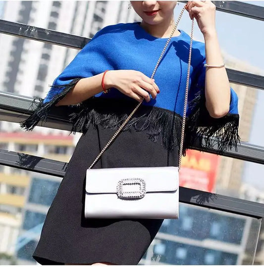 Luxury Satin Clutch Purse For Wedding Party Banquet Women's Handbag Crystal Shiny Rhinestone Diamond Evening Bag Shoulder Bag