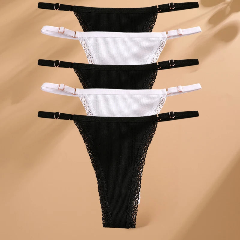 Sexy G-string Panties Cotton Women's Underwear  Adjustable Waist Girl Female Panties Bikini Lady Thongs Lingerie