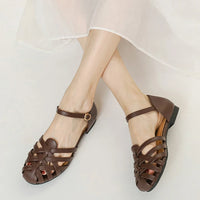 Luxury designer sandals Hollow Low-heeled Closed-toe Sandals for Women for Summer Outdoor Wear Roman Shoes
