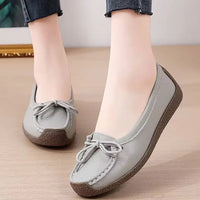 Luxury Shoes Cow tendon sole Women's Flats Anti slip shallow mouth soft soled shoes Solid color lace up