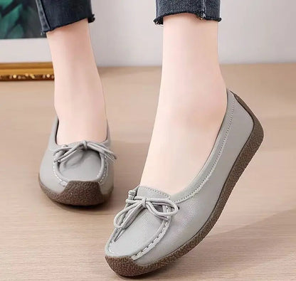 Luxury Shoes Cow tendon sole Women's Flats Anti slip shallow mouth soft soled shoes Solid color lace up - Natalia Home Fashion