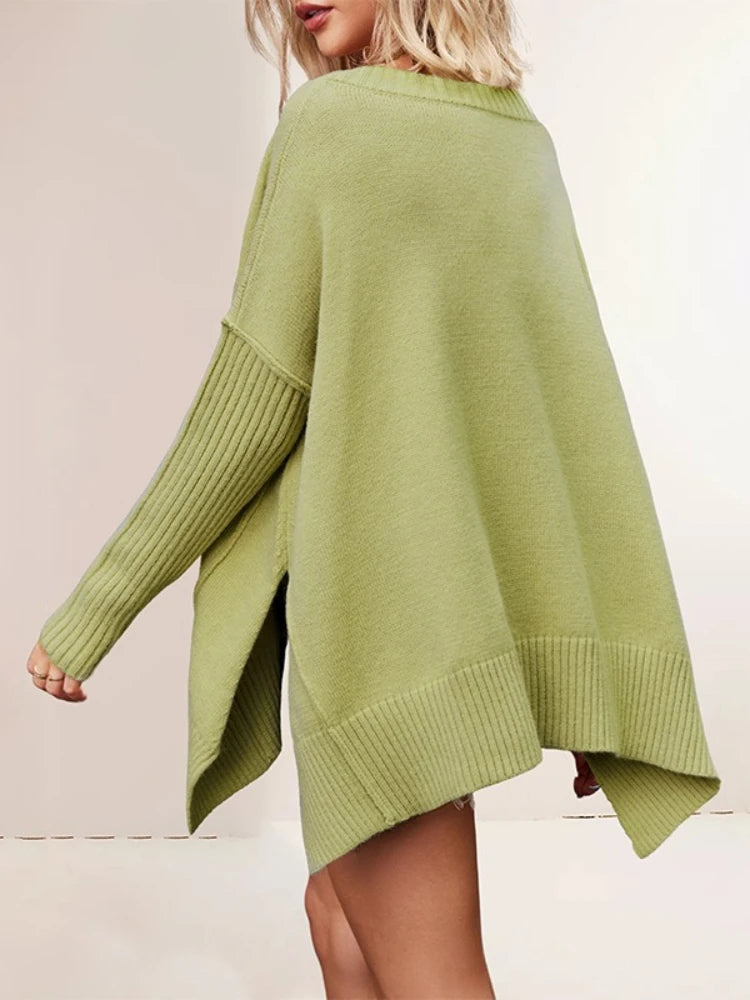 Autumn Winter Fashion Casual Women's New Solid Color Sweater Foreign Trade V-Neck Long Sleeve Pullover Knit Top Lady Clothing Natalia Home Fashion    Natalia Home Fashion