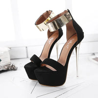 Fashion Design Metal Ankle Cover Strap Women Sexy 16CM Sandals Platform High Heels Party Club Stripper Pole Dance Shoes