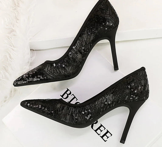 Women Pumps pointed tip High Heels Women 9.5 Cm Heels Lace mesh Wedding shoes Stiletto Sexy party shoes