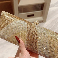Women Clutch Glitter Sequins Evening Party Handbags Portable Gold Color Diamond Wedding Clutches Purse New Chain Shoulder Bags