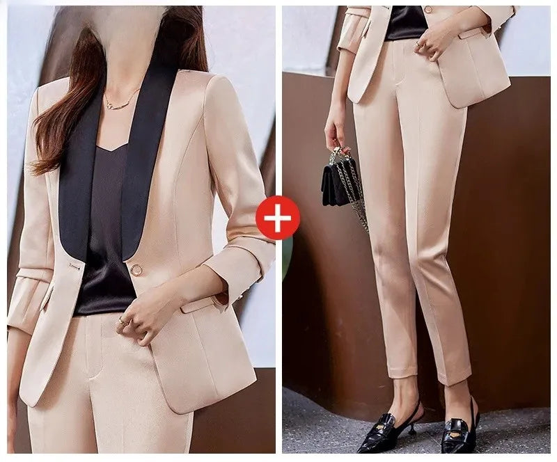Elegant Casual Fashionable Women's Semi formal Suit Cotton Suit Jacket Matching Set Business Attire High End Workwear