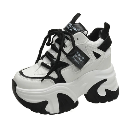 Casual Sneakers with Breathable Chunky Platform Walking Style Wedges Shoes High Heel Casual Sneakers Shoes for Women Women Platform Sneakers