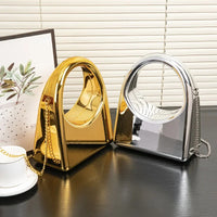 Ladies Wedding Party Crystal Iron Box Handbag Evening Bag Acrylic Material Hardness Internal Structure Pocket