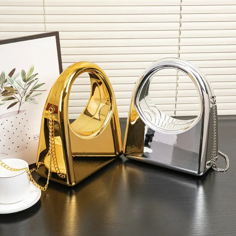 Ladies Wedding Party Crystal Iron Box Handbag Evening Bag Acrylic Material Hardness Internal Structure Pocket