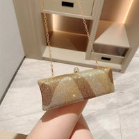 Women Clutch Glitter Sequins Evening Party Handbags Portable Gold Color Diamond Wedding Clutches Purse New Chain Shoulder Bags