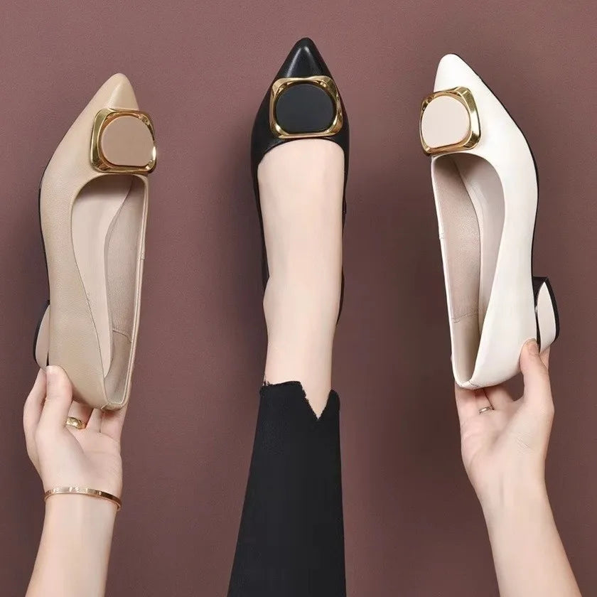 Women Pointed Toe Square Heel Shoes Chunky Heels Casual Slip on Lady High Quality Comfort Party Wedding 2024 Summer Pumps - Natalia Home Fashion