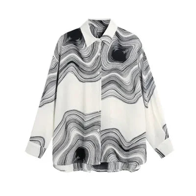 Design Sensation Casual Commute Women's Shirt Loose Fit Stylish Slimming Versatile Autumn New Korean Style Button up Top