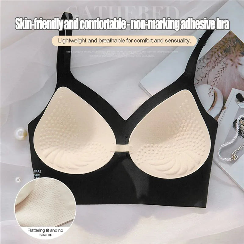 Women Invisible Bra Deep U Plunge Bras Backless Top for Dresses Sexy Lingerie with Transparent Strap Push Up Strapless Under wear