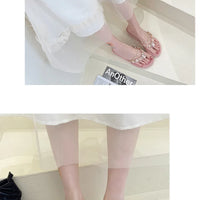 Women Slippers Fashion Summer New Water Diamond Flip Flops Women Outwear Thick Sole Slope Heels Beach Vacation Slippers