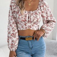 Spring Square Neck Backless T-shirt Casual Women Long Sleeve Bodycon Crop Top Club Short Tops