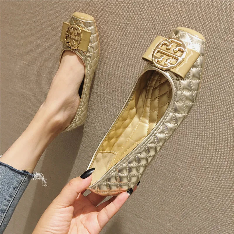Women's Flats Shallow Work Shoes Soft Sole Non Slip Women Casual Shoes Patent Leather Breathable Women Shoes Summer