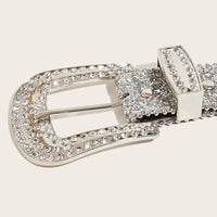 Skull Rivet Rhinestone Bb Belts Trendy Solid Color Sparkling PU Leather Belt Cowboy Cowgirl Jeans Pants Belt For Women Girls Natalia Home Fashion    Natalia Home Fashion