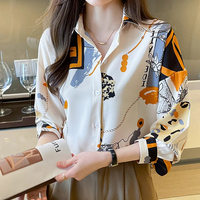Spring Chiffon Shirt Women's Long-sleeved Printed Color Niche Chiffon