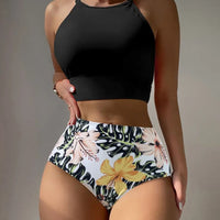 High Waist Bikinis Women High Neck Swimsuit Floral Swimwear Female Bathers Bathing Swimming Suit Summer Beachwear - Natalia Home Fashion