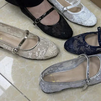 Ultra Soft Lace Breathable Flat Bottom Women's Shoes Quality Women's Casual Shoes Low Heel Floral Pattern