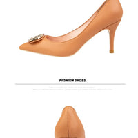 Sexy Women's Stiletto High Heels Shallow Mouth Pointed Toe Metal Buckle Party Single Shoes