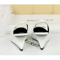Spring Candy Fashion Pointed Toe Women Pumps Sling back Wedges High Heels Party Prom Mules Shoes