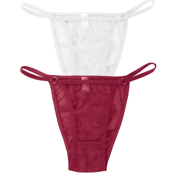 2PC Lace Thongs Panties Women Underwear Sexy Thongs Woman Low Waist Solid Underwear Seamless Female Underpants Lingerie