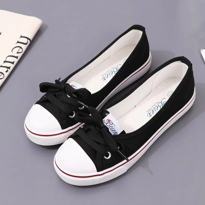 Versatile Artistic Shallow Trendy Shoes Women's Fashion Lace up Canvas Sneakers Shoes for Ladies Shoes Women's Style Canvas Shoes