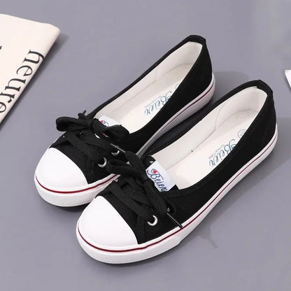 Versatile Artistic Shallow Trendy Shoes Women's Fashion Lace up Canvas Sneakers Shoes for Ladies Shoes Women's Style Canvas Shoes