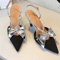 French Style Velvet Pointed Toe High Heels Hollow out Embroidery Butterfly Knot Party Shoes Women's Low Heel Single Shoes