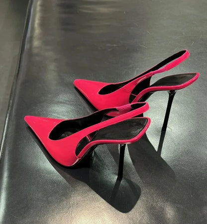 Women Neon Colors Pumps Sling back Sandals High Thin Heel Peep Toe Fetish Prom Shoes Streetwear
