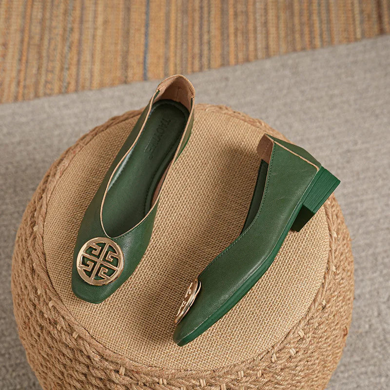 Shoes for Women Retro Ladies Flats Slip on Shoes Loafers Square Toe Shallow Mouth Women Casual Footwear Lightweight