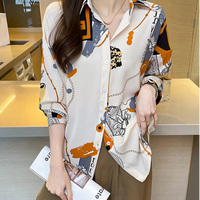 Spring Chiffon Shirt Women's Long-sleeved Printed Color Niche Chiffon
