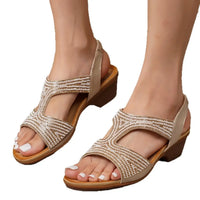 Bohemian Water Diamond Slope Heel Sandals Casual Outdoor Wear Retro Style Synthetic Material Comfortable Commuting Versatile