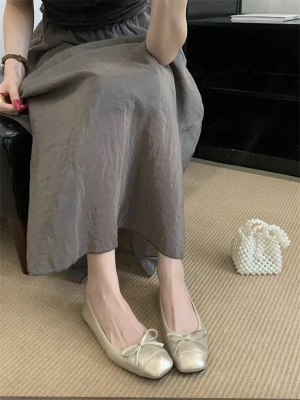 French Vintage Ballet Style Flat Bottom Single Shoes Women's Square Head Soft Bottom Mary Janes