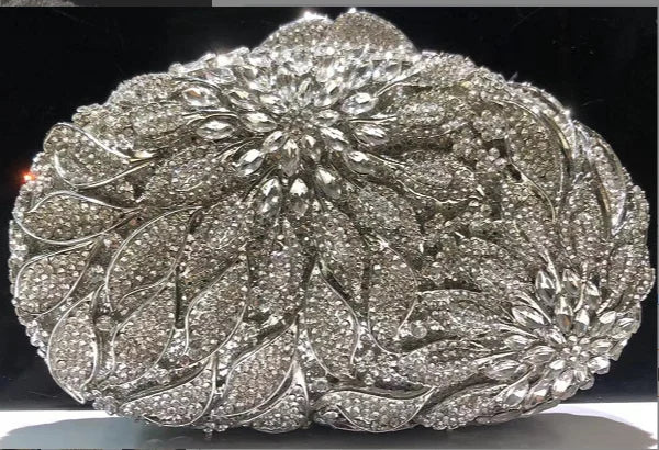 Luxury Crystal Clutch Purse Evening Bags Clutches Rhinestone Women Party Bag Diamond Leaves Shoulder Bags