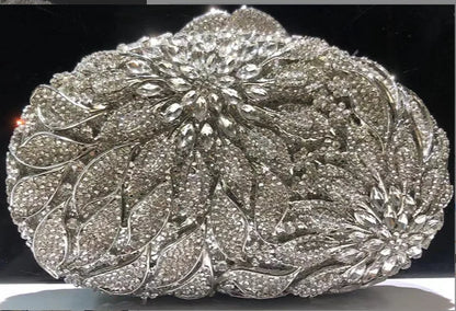 Luxury Crystal Clutch Purse Evening Bags Clutches Rhinestone Women Party Bag Diamond Leaves Shoulder Bags