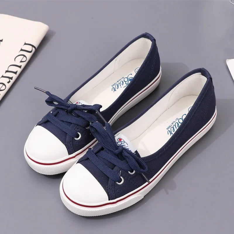 Versatile Artistic Shallow Trendy Shoes Women's Fashion Lace up Canvas Sneakers Shoes for Ladies Shoes Women's Style Canvas Shoes