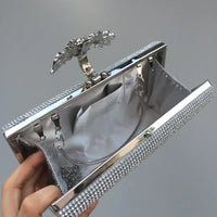 Diamond Encrusted Dinner Bag And Clutch, Square Hard Box Fully Lined With Diamonds.