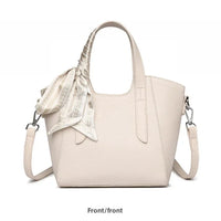 Pure Leather Cowhide Single Shoulder Crossbody Bag Ladies Handbag Fashion Bucket Bag Simple Basket Comes with Scarf