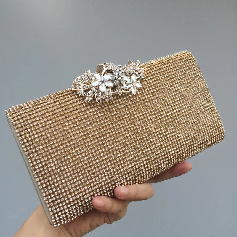 Diamond Encrusted Dinner Bag And Clutch, Square Hard Box Fully Lined With Diamonds.