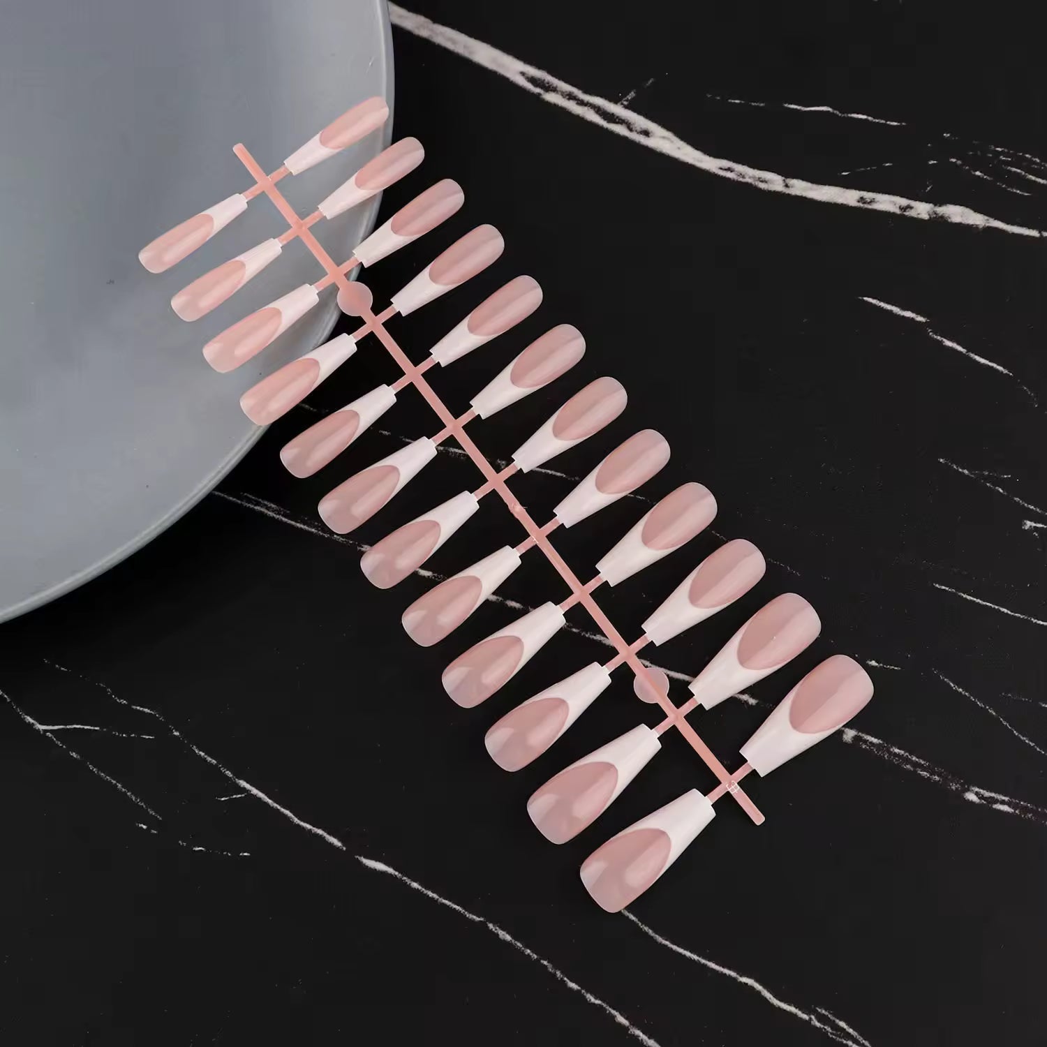 24pcs French Nail Tips False Fake Nails Medium Short Long Rectangular False Nail Easy Wear for Home Office Wear Press on Nails Natalia Home Fashion    Natalia Home Fashion