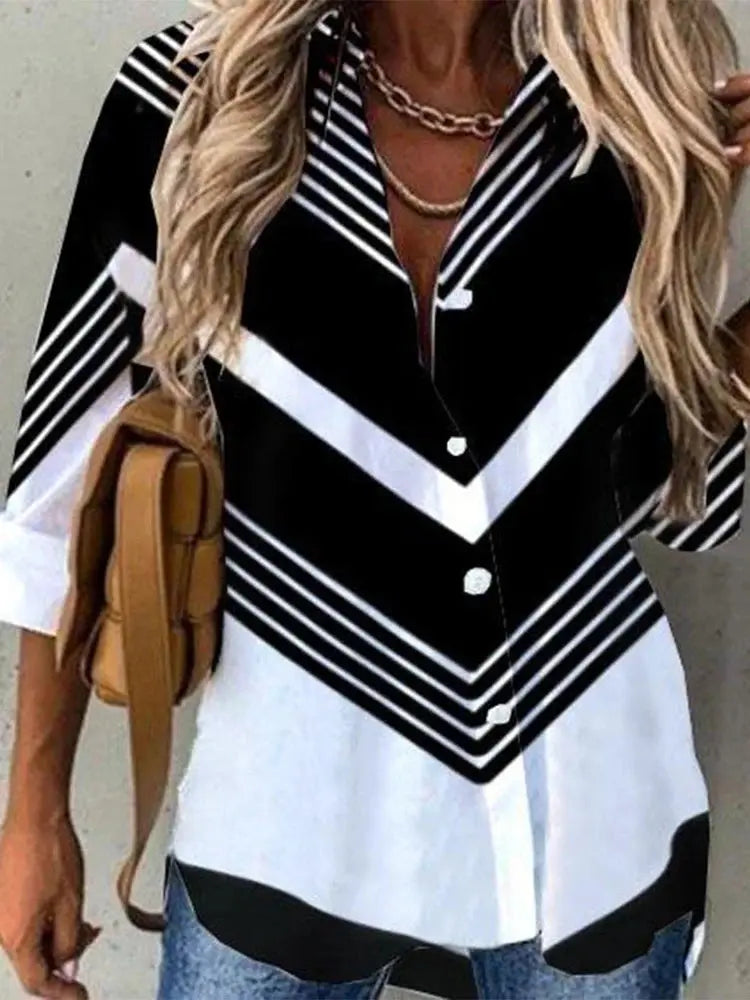 Spring and Autumn Women's Shirts Loose Fashion Large Size Shirts Women's Casual Long Sleeve Ladies Tops Natalia Home Fashion   black-XXXL Natalia Home Fashion