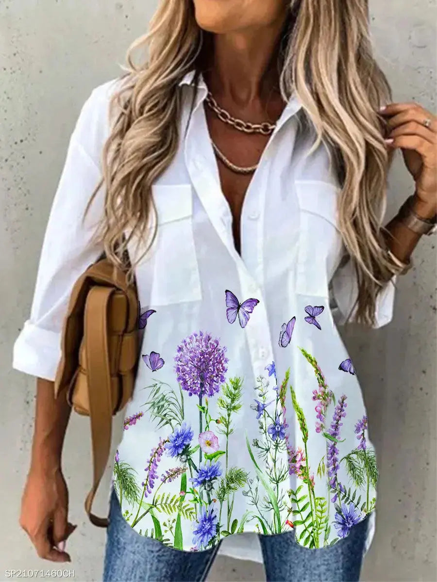 Spring and Autumn Women's Shirts Loose Fashion Large Size Shirts Women's Casual Long Sleeve Ladies Tops Natalia Home Fashion   WHITE-5XL Natalia Home Fashion