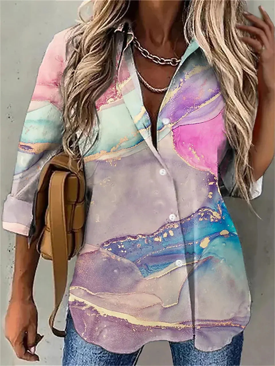 Spring and Autumn Women's Shirts Loose Fashion Large Size Shirts Women's Casual Long Sleeve Ladies Tops Natalia Home Fashion   Pink-XXXL Natalia Home Fashion
