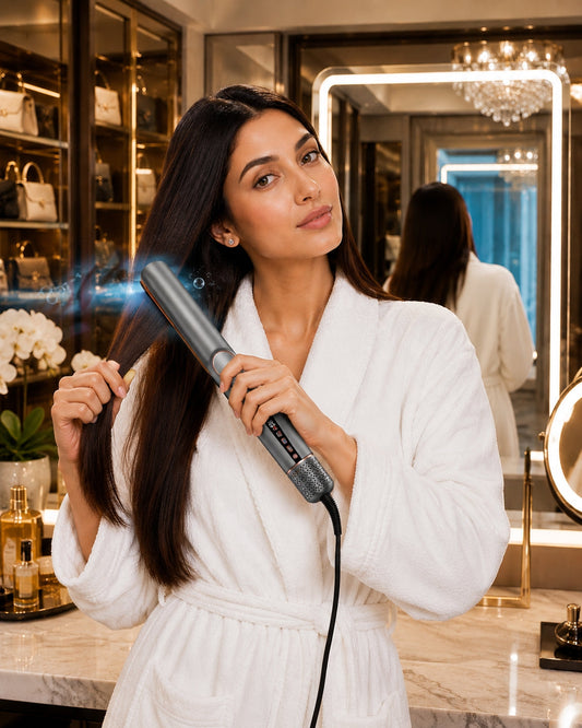 2-in-1 High Speed Ceramic Hot Airflow Hair Straightener Blow Dryer LED Display Electric Wet-to-Dry Natalia Home Fashion    Natalia Home Fashion