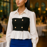 French Contrast Color Slim Shirts for Turn Down Collar Long Sleeve Bottoming Top Female Fashion Blouses