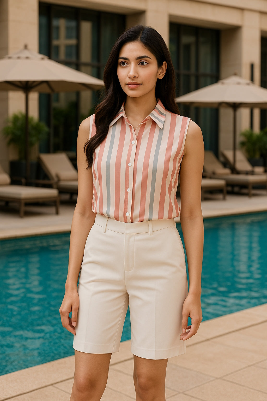 Stripe Women Blouse Casual Shirts Summer Female Clothing Sleeveless  Elegant and Youth Woman Blouses Basic Shirts and Blouses