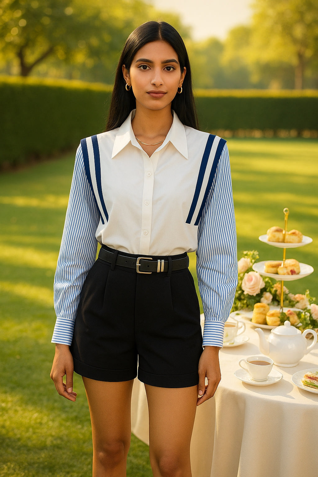 Style French Color Blocking Striped Shirt Long Sleeve Slimming Elegant Fashionable Shirt Women's Blouse