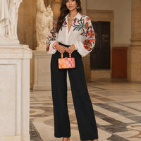 Women's Printed Shirt Long Sleeve Loose Button Cardigan Top Trendy Fashion Casual Blouses for Female
